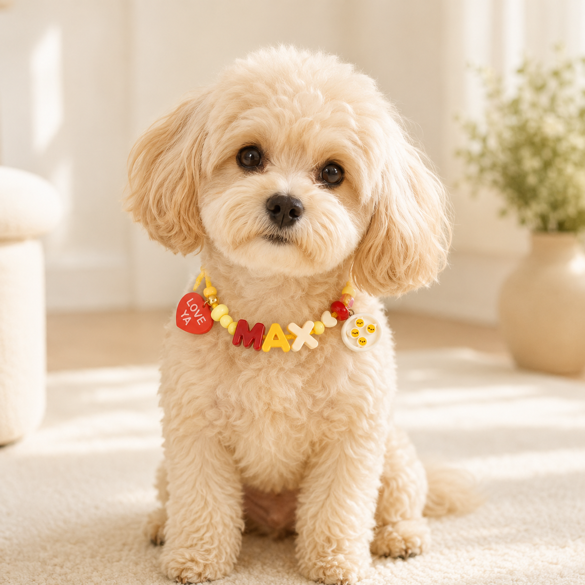 Custom Beaded Dog Initial Collar