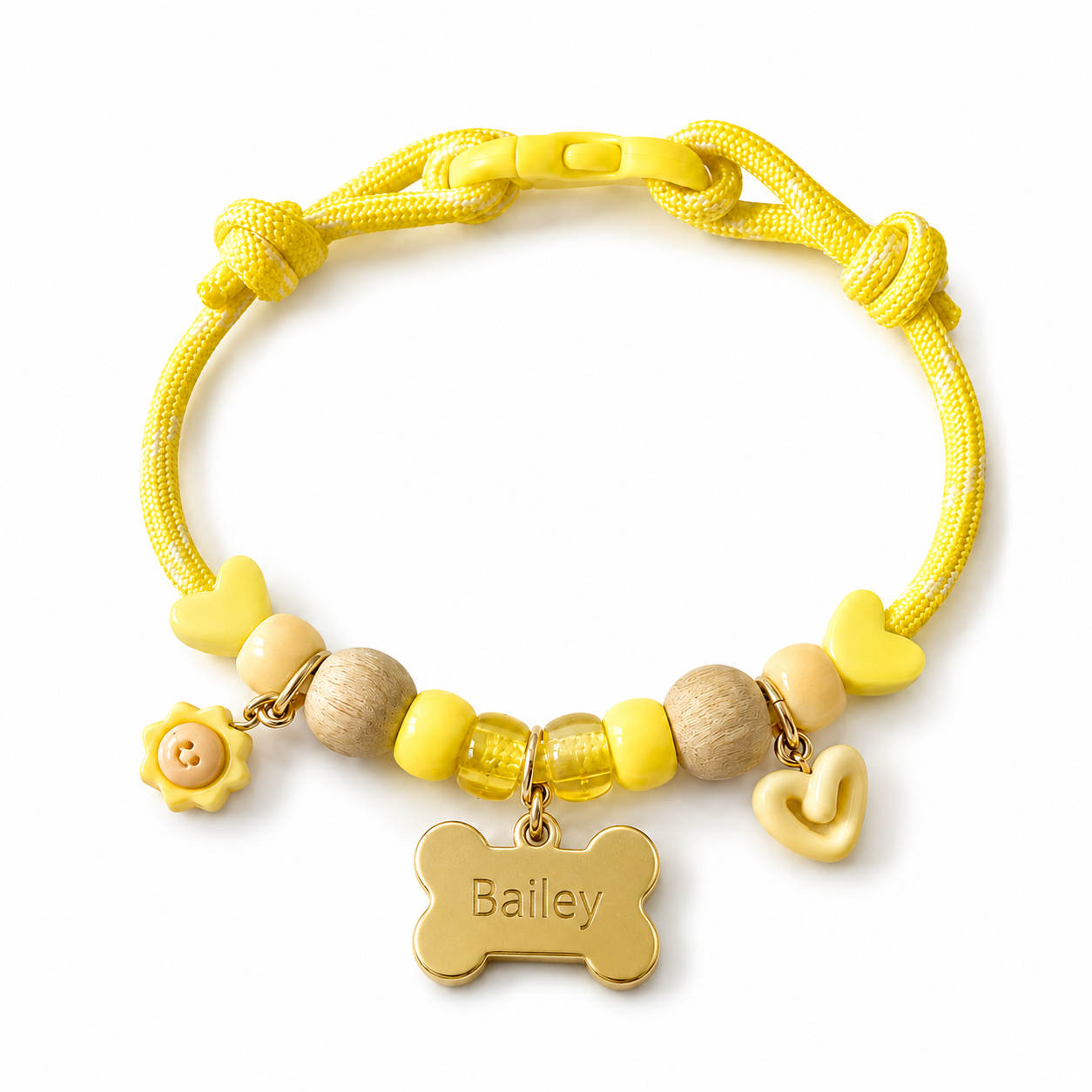 Sunshine Yellow bone tag custom engraved pet charm collar
